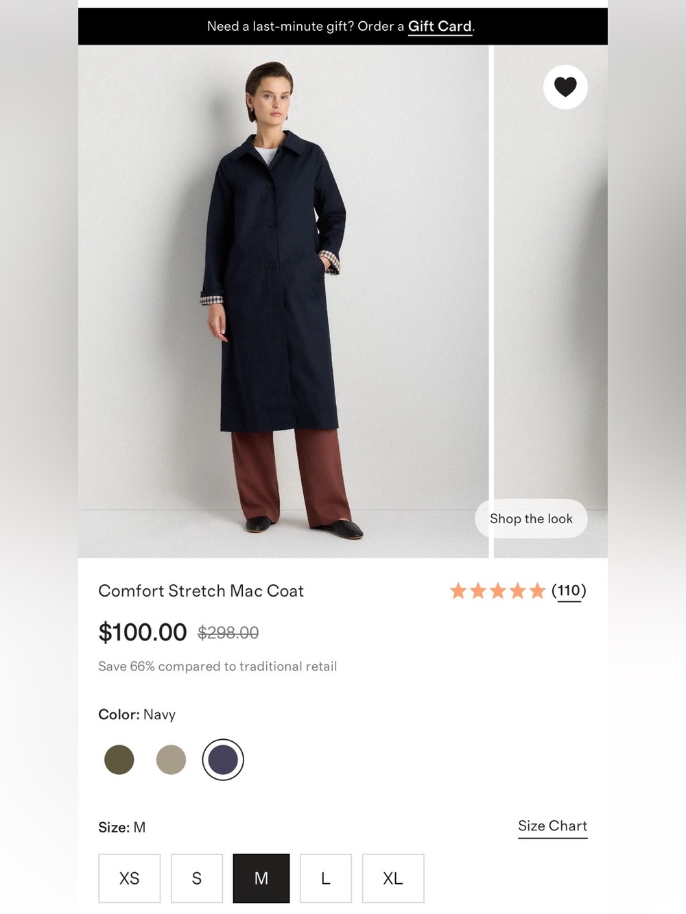 Quince Navy Coat with Brown Plaid Trim - Picture 3 of 4